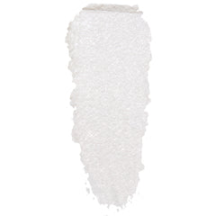 Tassel Super Shock Shadow by ColourPop - pearly white eyeshadow swatch shimmering with icy silver microglitter - smeared in a single swipe to show creamy texture and high-shine finish, on a clean white background.