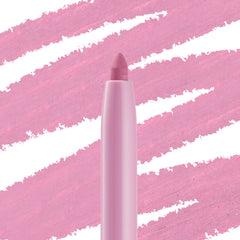 ColourPop Crème Gel Liner in Amethyst Hour stands upright, its rounded tip exposed in a pastel pink barrel, set against bold diagonal swatches of the soft amethyst‑lilac shade.